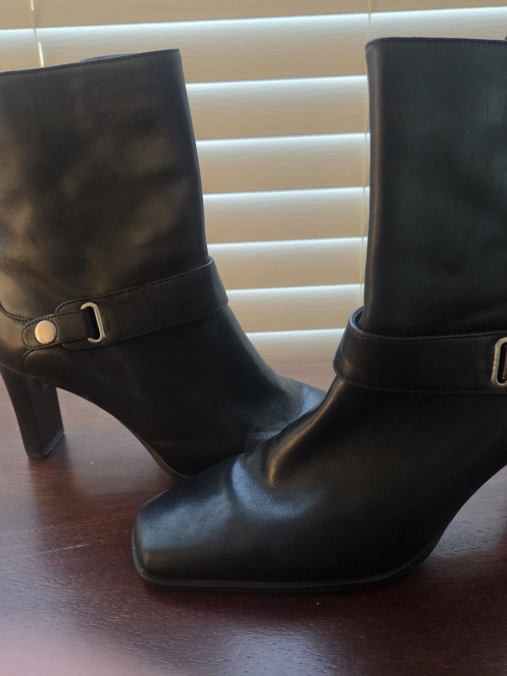 Cartier Black Leather Mid-Calf Ankle Boots with Strap